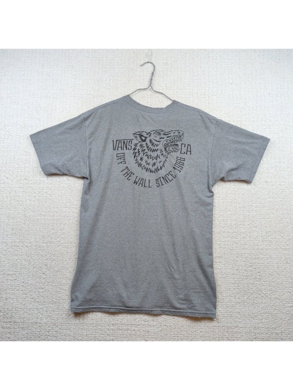 Vans Off The Wall Grunge Alt Wolf Graphic Tee Gray T-shirt Skate Surfer Men Sz M